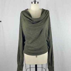 Free People We The Free Olive Cowl Neck Sweater in Olive Green - M